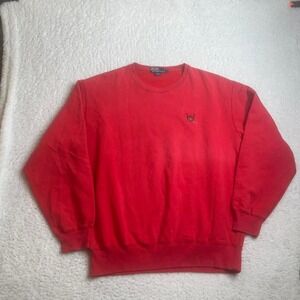 Vintage Poll Ralph Lauren mens red crew neck sweatshirt golf embroidered 90s L